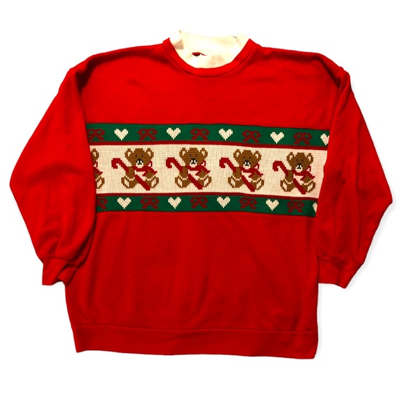 Vintage Christmas Teddy Bear Sweatshirt - Picture 2 of 13